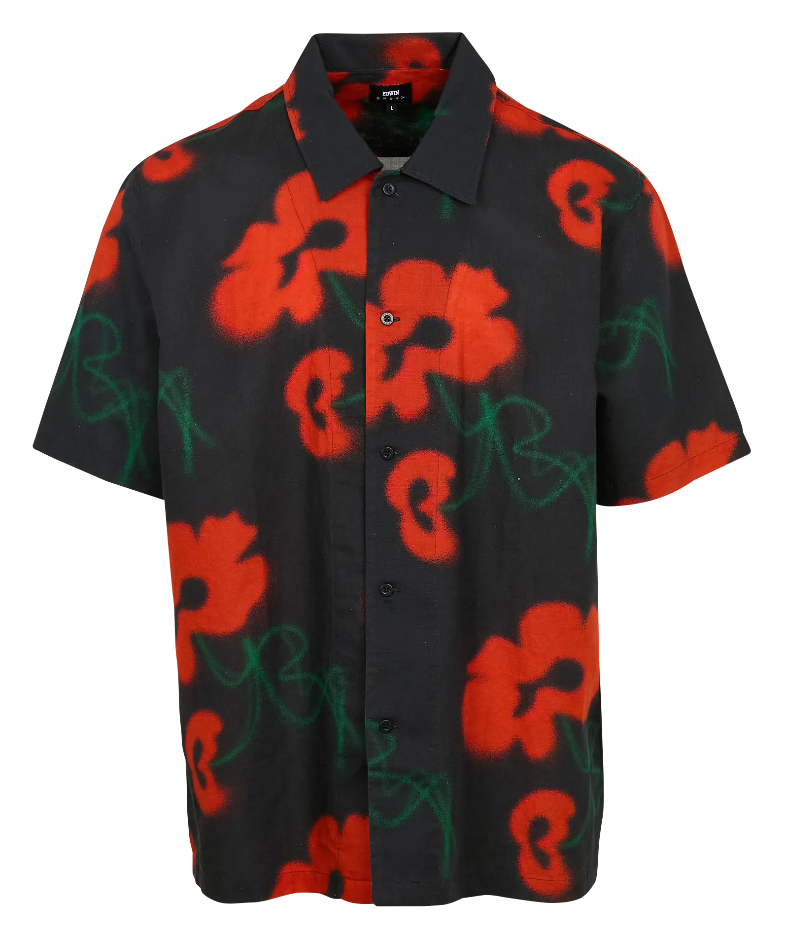 EDWIN GARDEN SOCIETY - Camisa de cuello clásico estampada floral en lino y algodón mezclado en multicolor