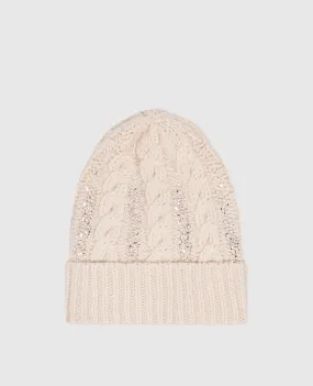 Ermanno Scervino Beige hat with wool and crystals