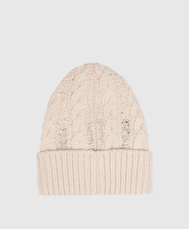 Ermanno Scervino Beige hat with wool and crystals