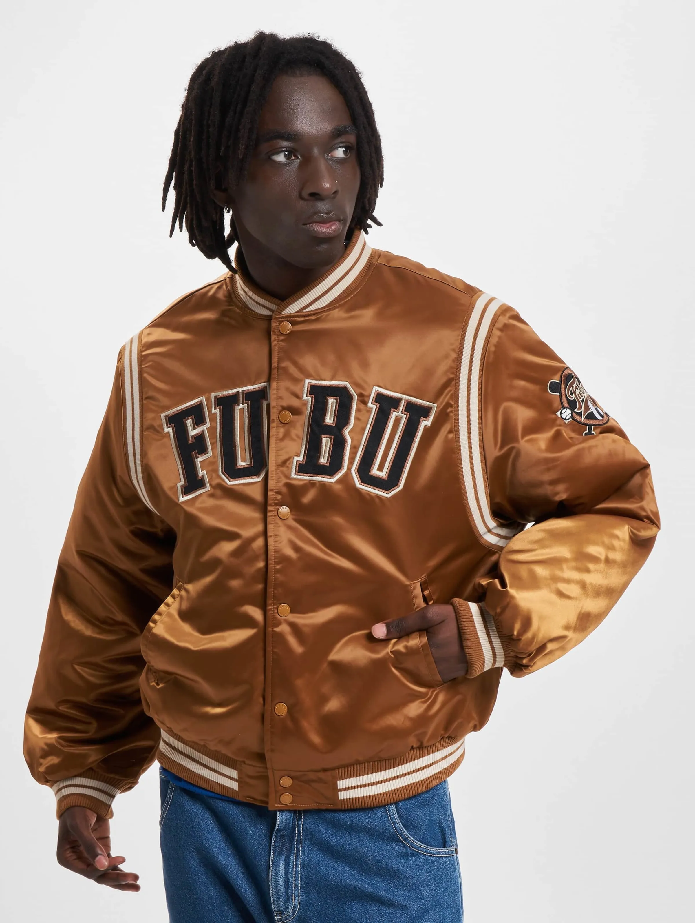 FM233-001-1 FUBU College Satin Varsity Jacket