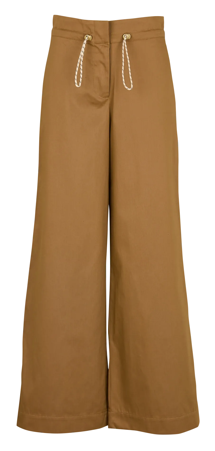 GARAZI - Pantalón ancho de algodón de talle alto en marron