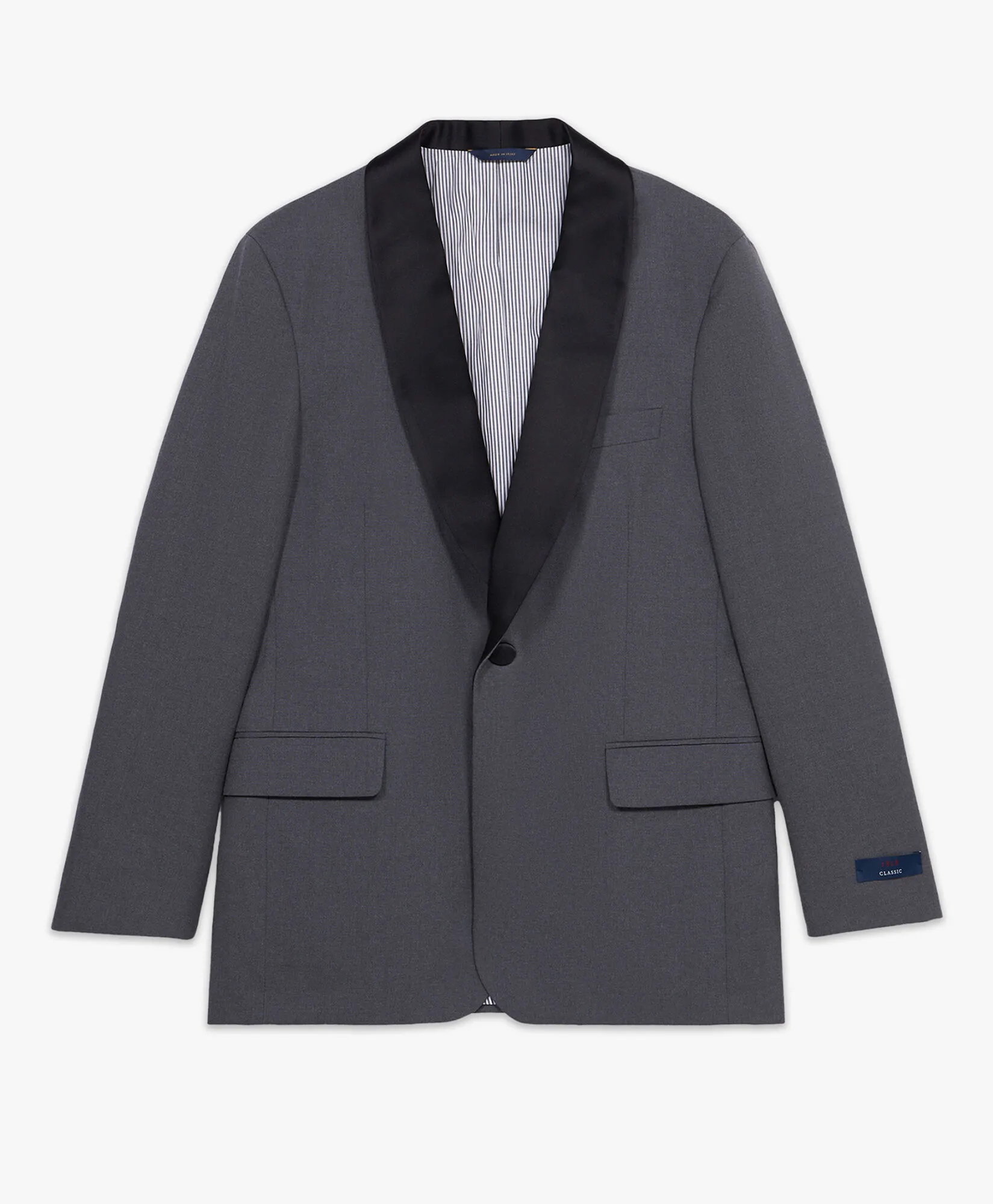 Grey Regular Fit Wool Tuxedo Jacket