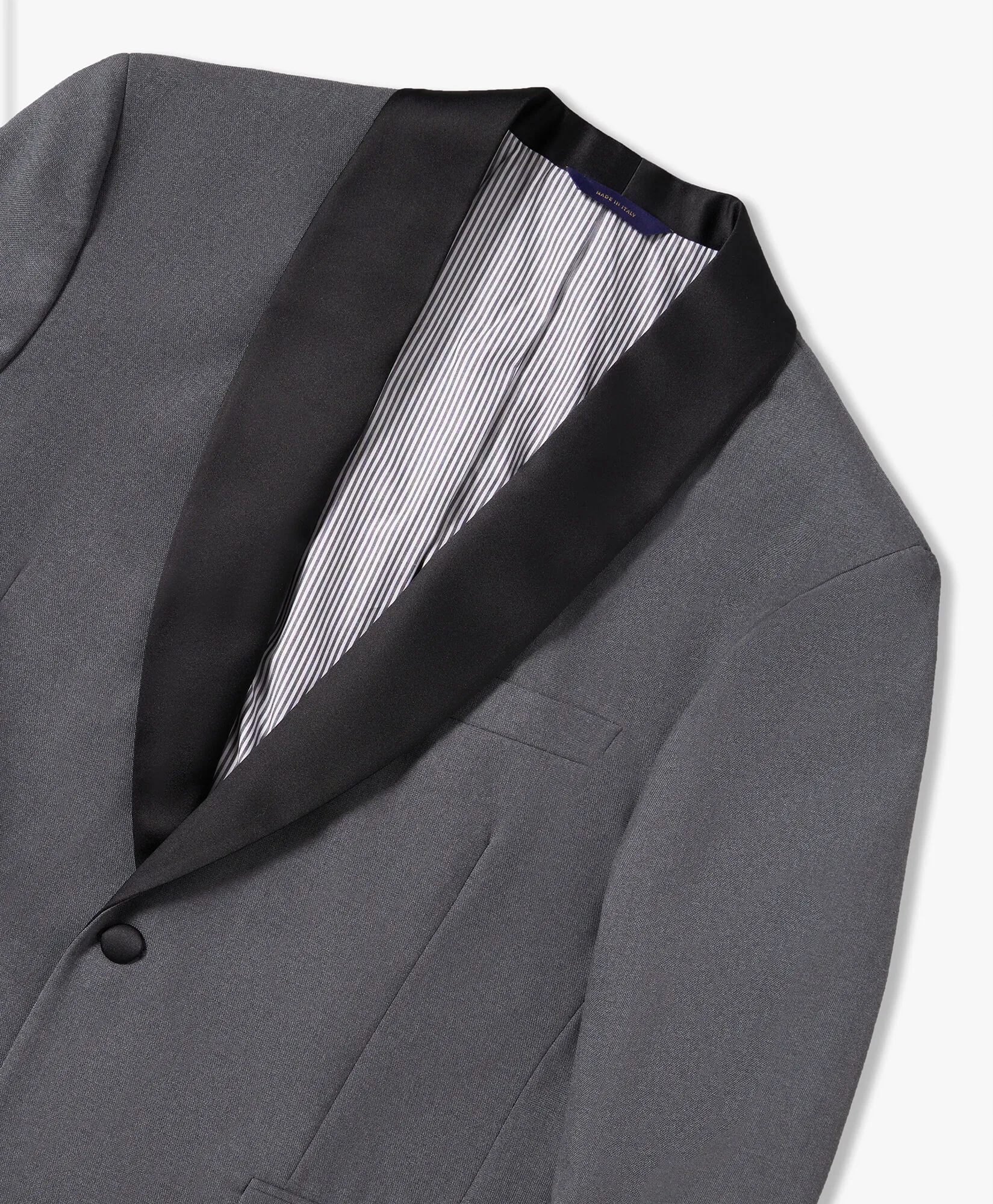 Grey Regular Fit Wool Tuxedo Jacket