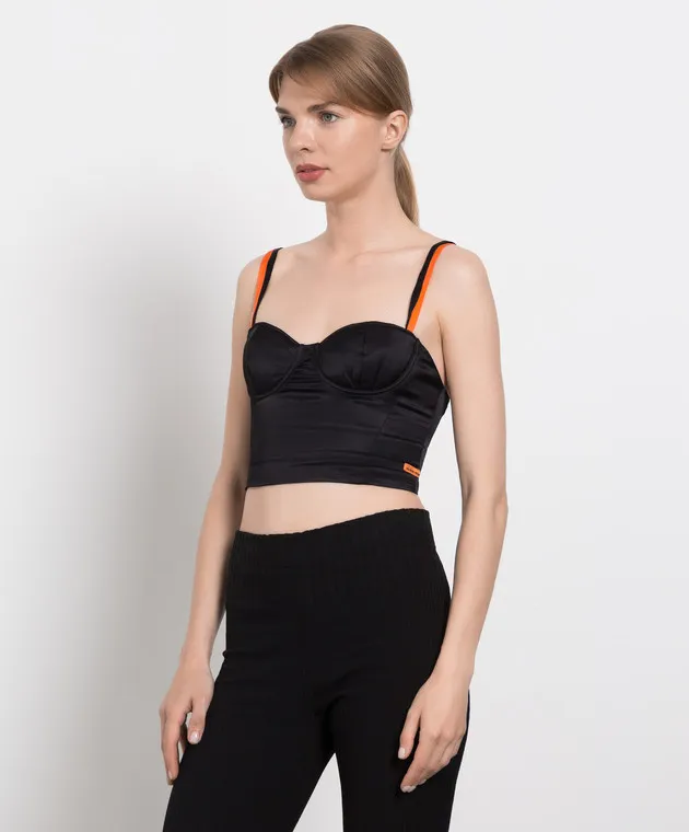 Heron Preston Black bustier top with logo print