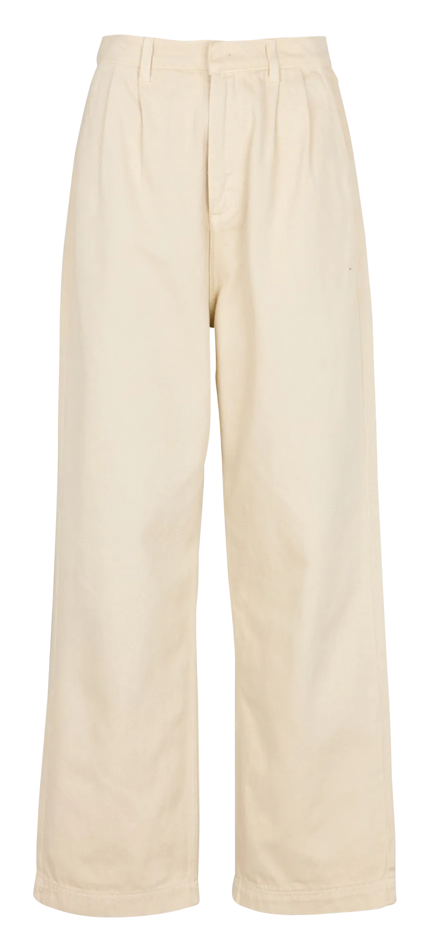 HUGO - Pantalón de algodón recto de talle alto  en beige