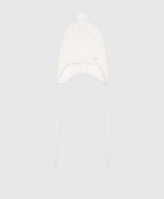 Il Trenino Children's white hat made of wool with a textured pattern