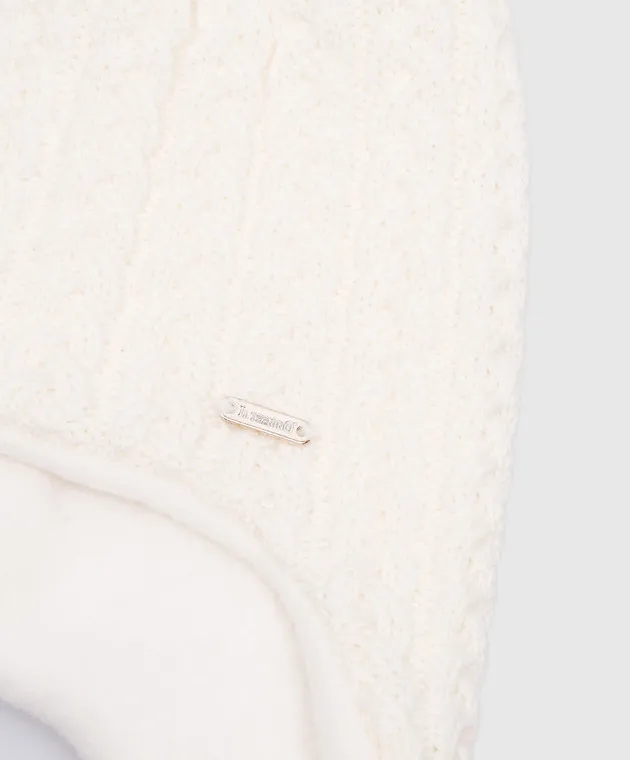 Il Trenino Children's white hat made of wool with a textured pattern