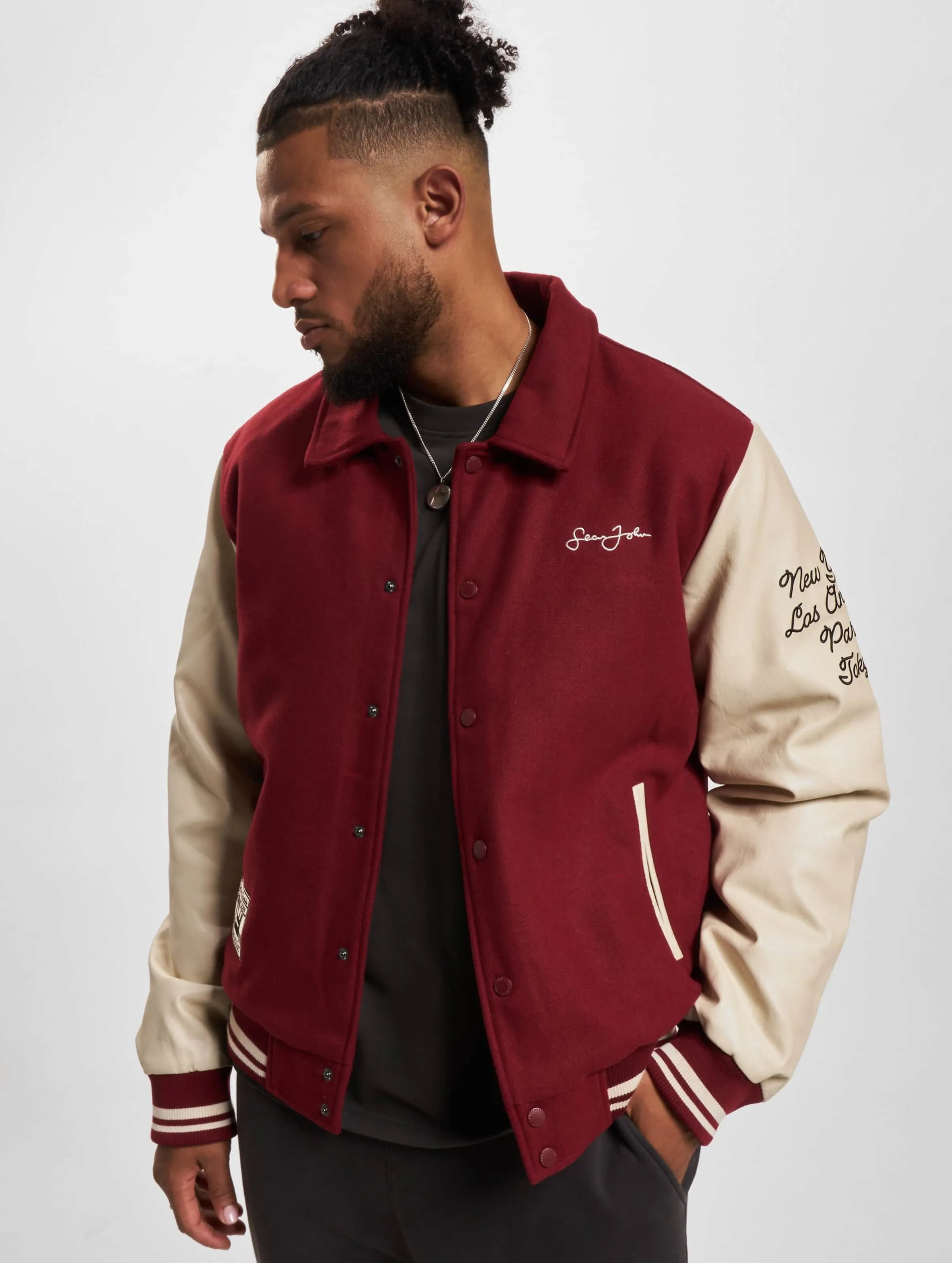 JM233-023-1 SJ Script Logo Retro Car College Jacket