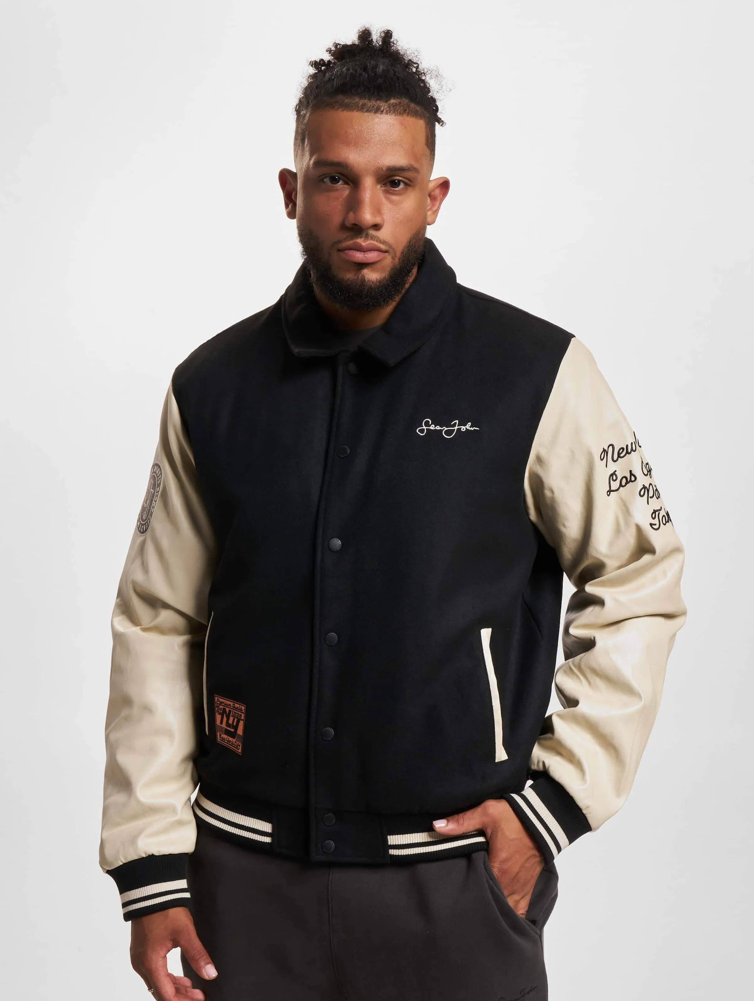 JM233-023-2 SJ Script Logo Retro Car College Jacket