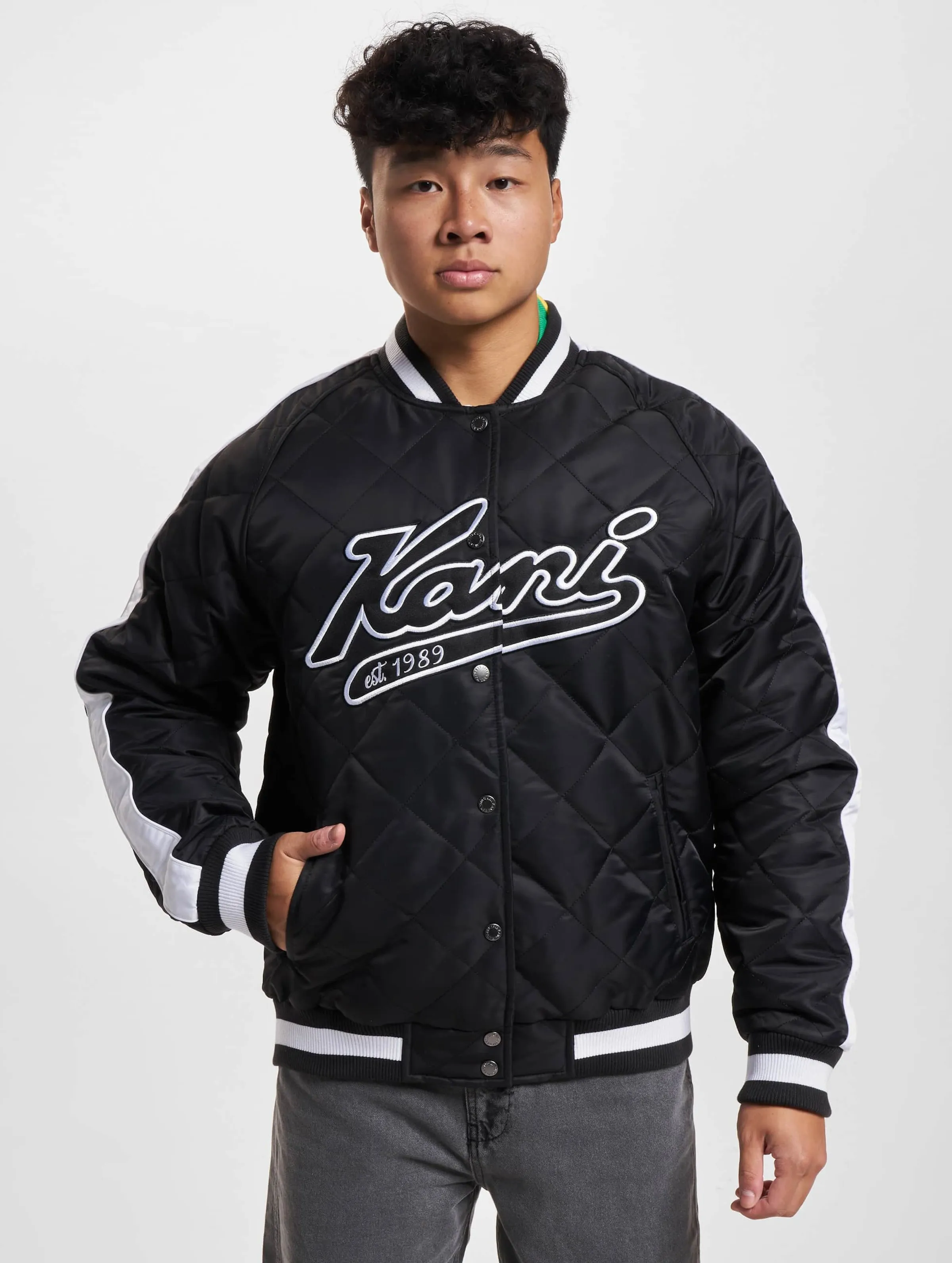 Karl Kani Varsity Padded Souvenir Jacket light black/white