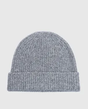 LISA YANG Gray Melange Cashmere Beanie Boucle Hat