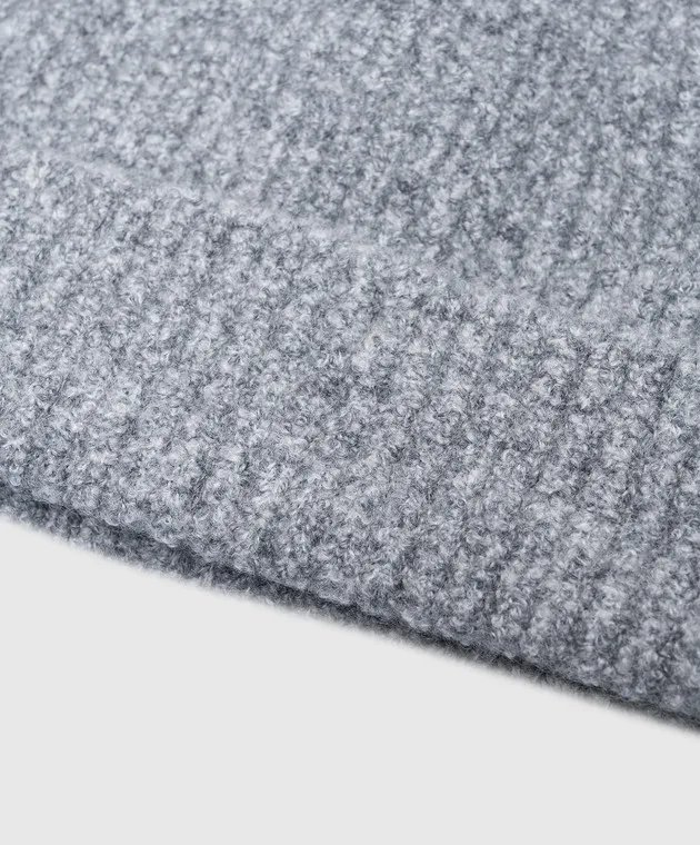 LISA YANG Gray Melange Cashmere Beanie Boucle Hat