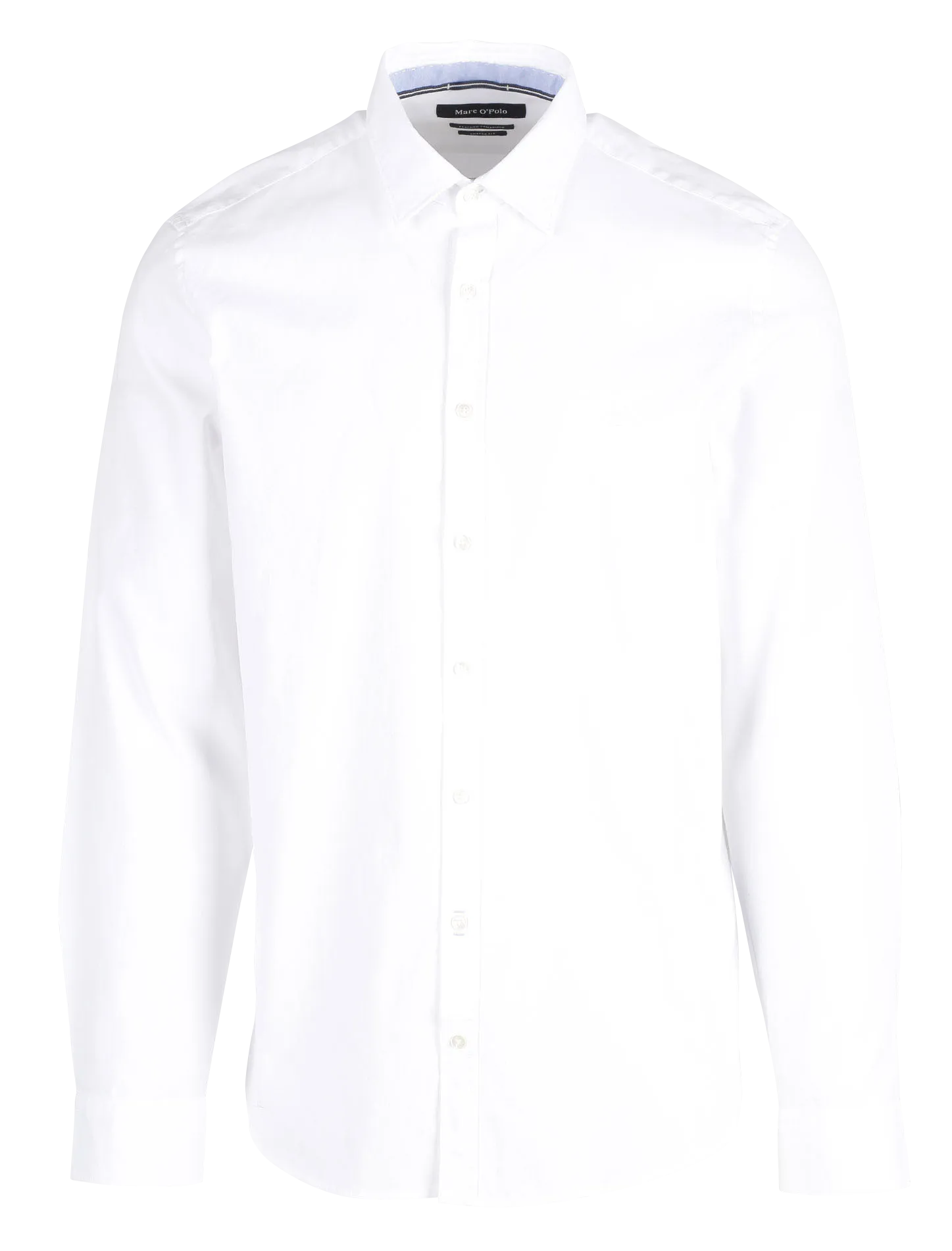 MARC O'POLO Camisa shaped fit de algodón con cuello clásico en blanco