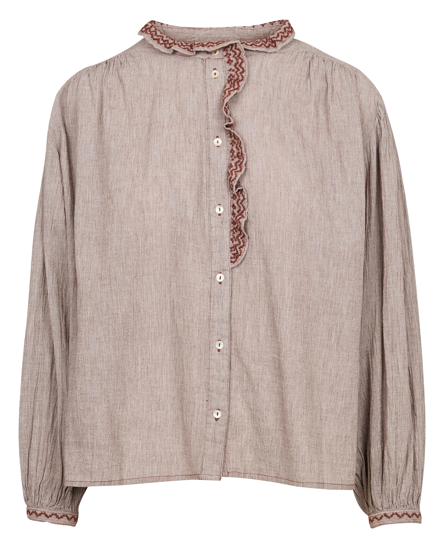 MKT COLOMBO - Camisa holgada de algodón con cuello redondo en marron