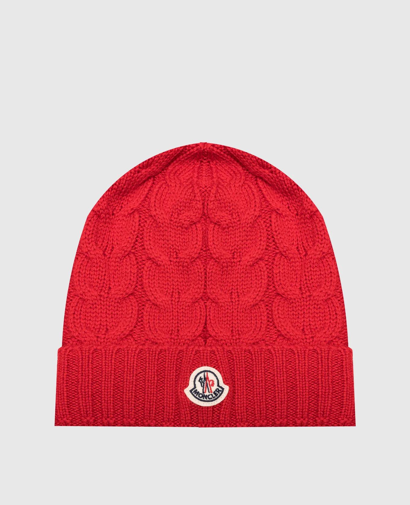 Moncler ENFANT Children's red hat made of wool with a logo