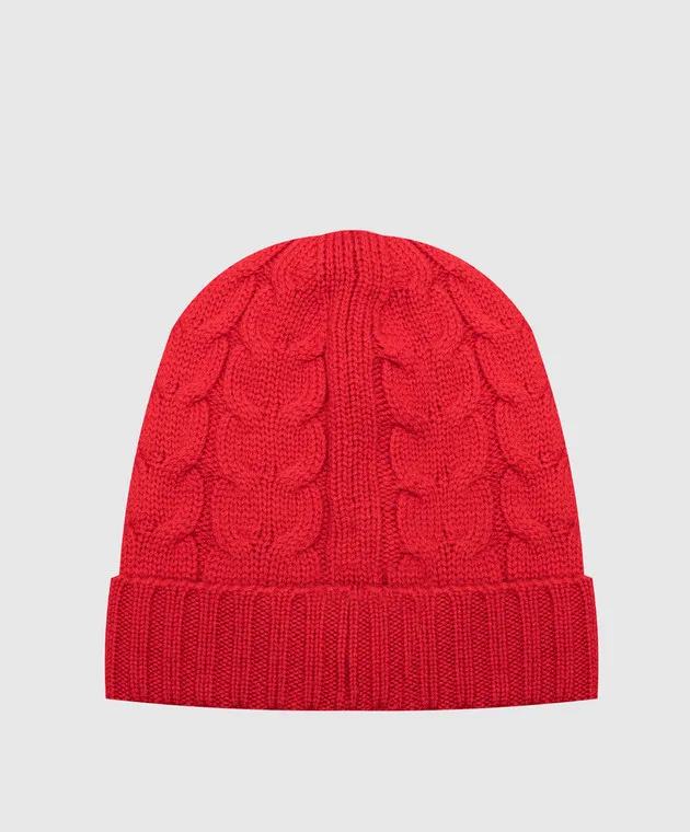 Moncler ENFANT Children's red hat made of wool with a logo