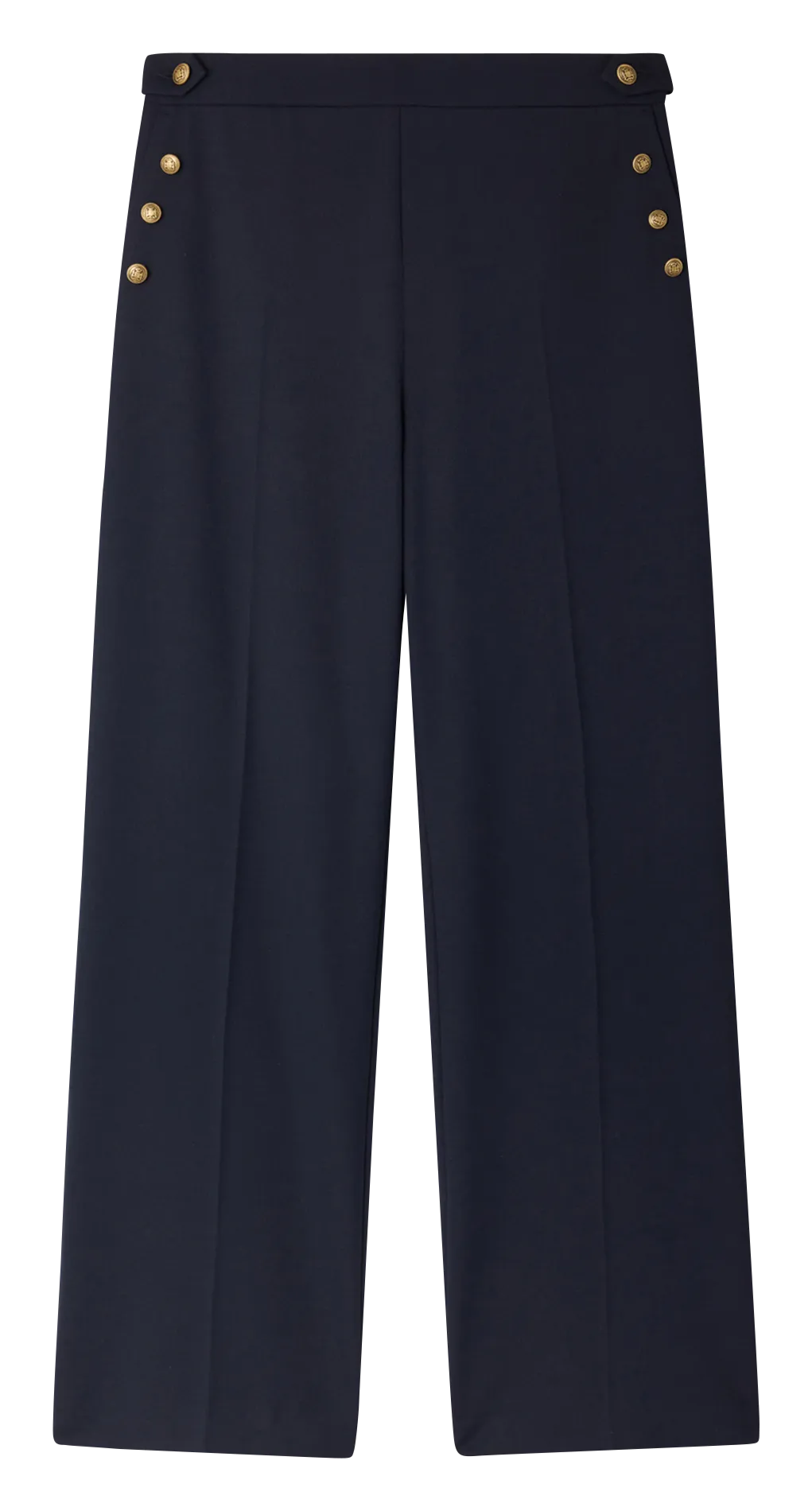 NELCIE - Pantalón ancho con solapa y botones en azul