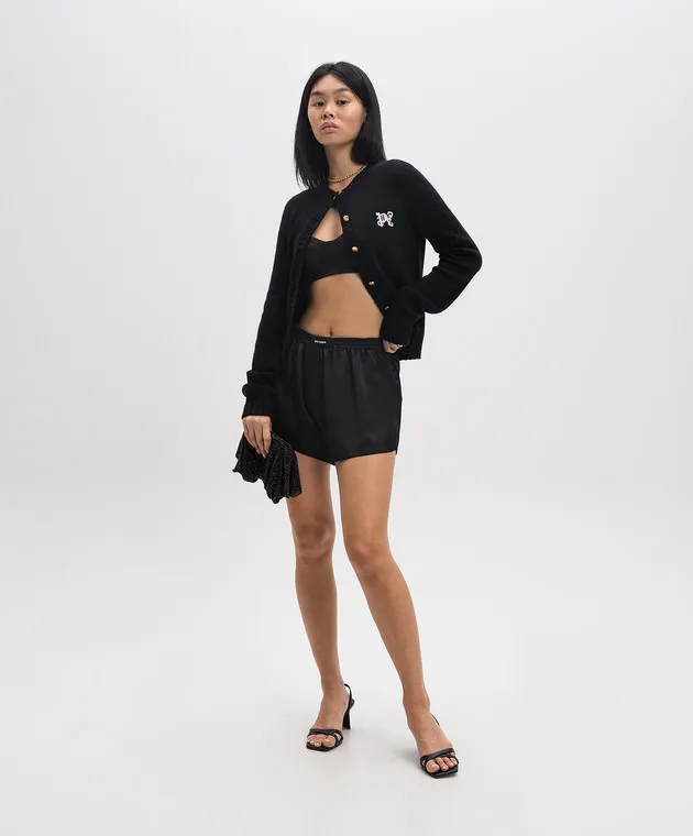 Palm Angels Black bustier top with logo monogram