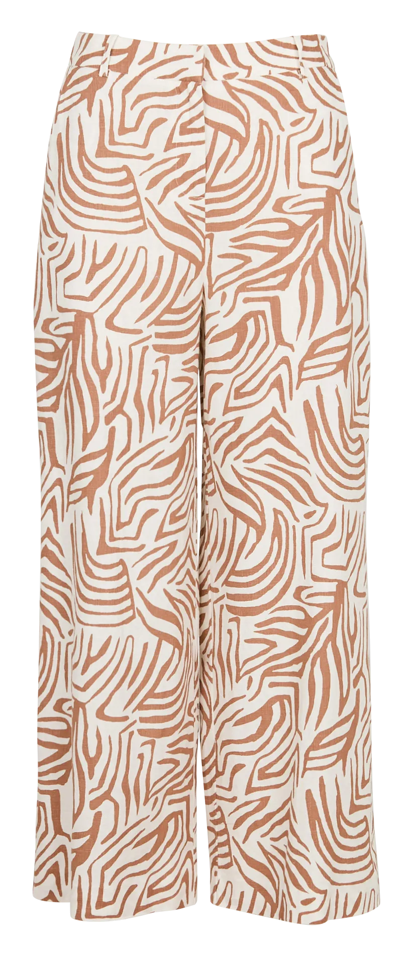 PANDA1 - Pantalón ancho estampado de lino mezclado en marron