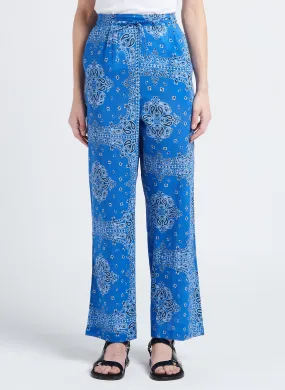 PANDANA - Pantalón recto de algodón estampado en azul