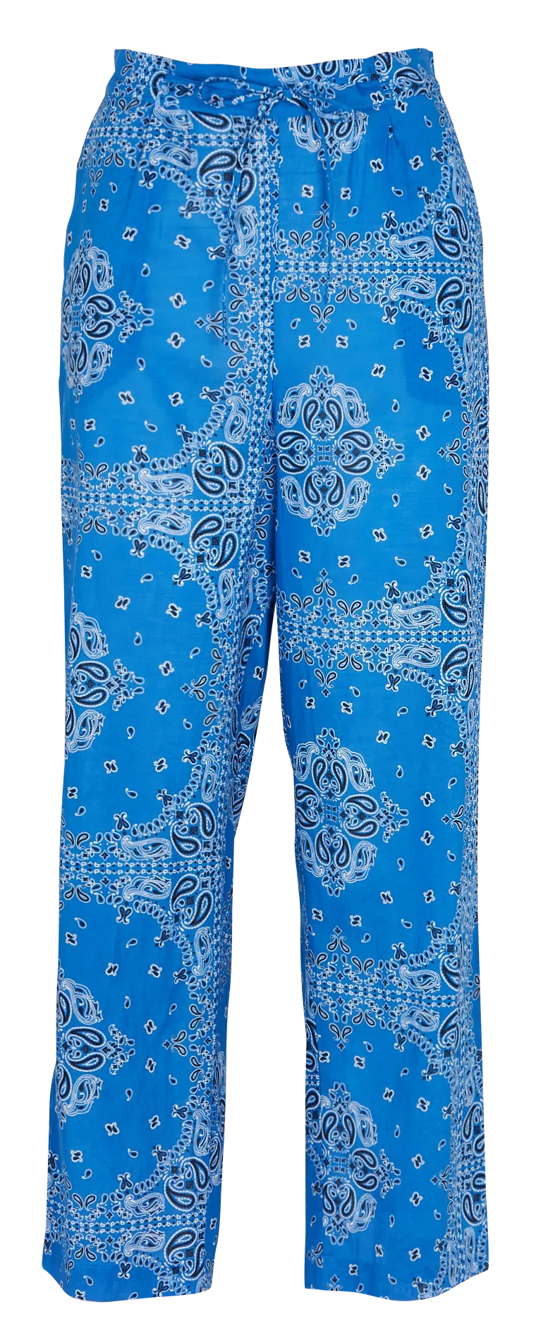 PANDANA - Pantalón recto de algodón estampado en azul