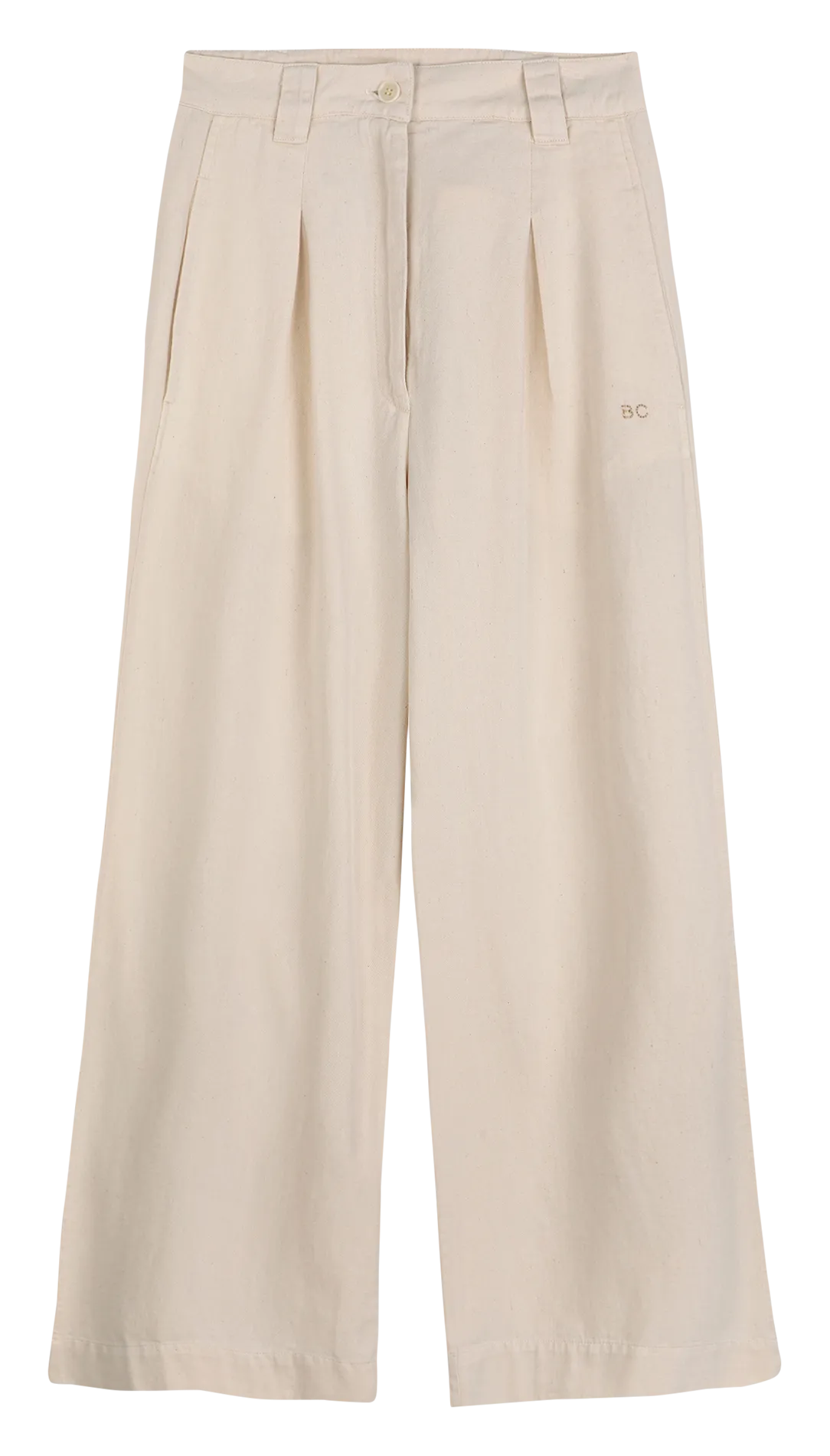 Pantalón ancho de algodón de tiro alto en blanco