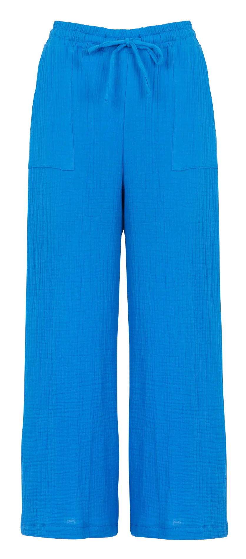 Pantalón capri ancho de algodón en azul