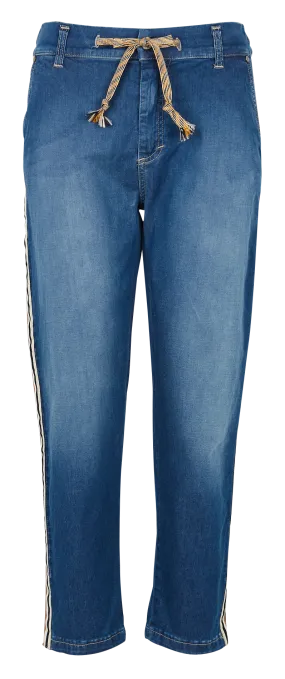 Pantalón chino tobillero estilo vaquero de tiro alto en azul