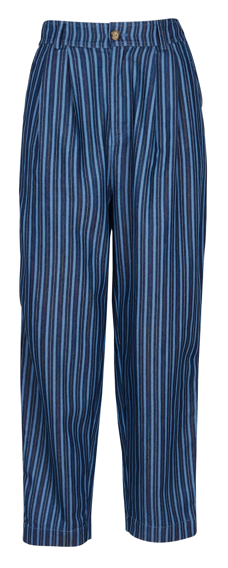 Pantalón de mezcla de algodón recto de rayas en azul