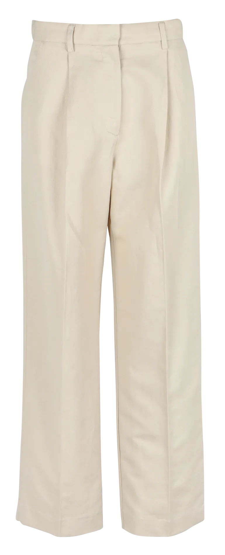 Pantalón recto de lino y algodón en blanco