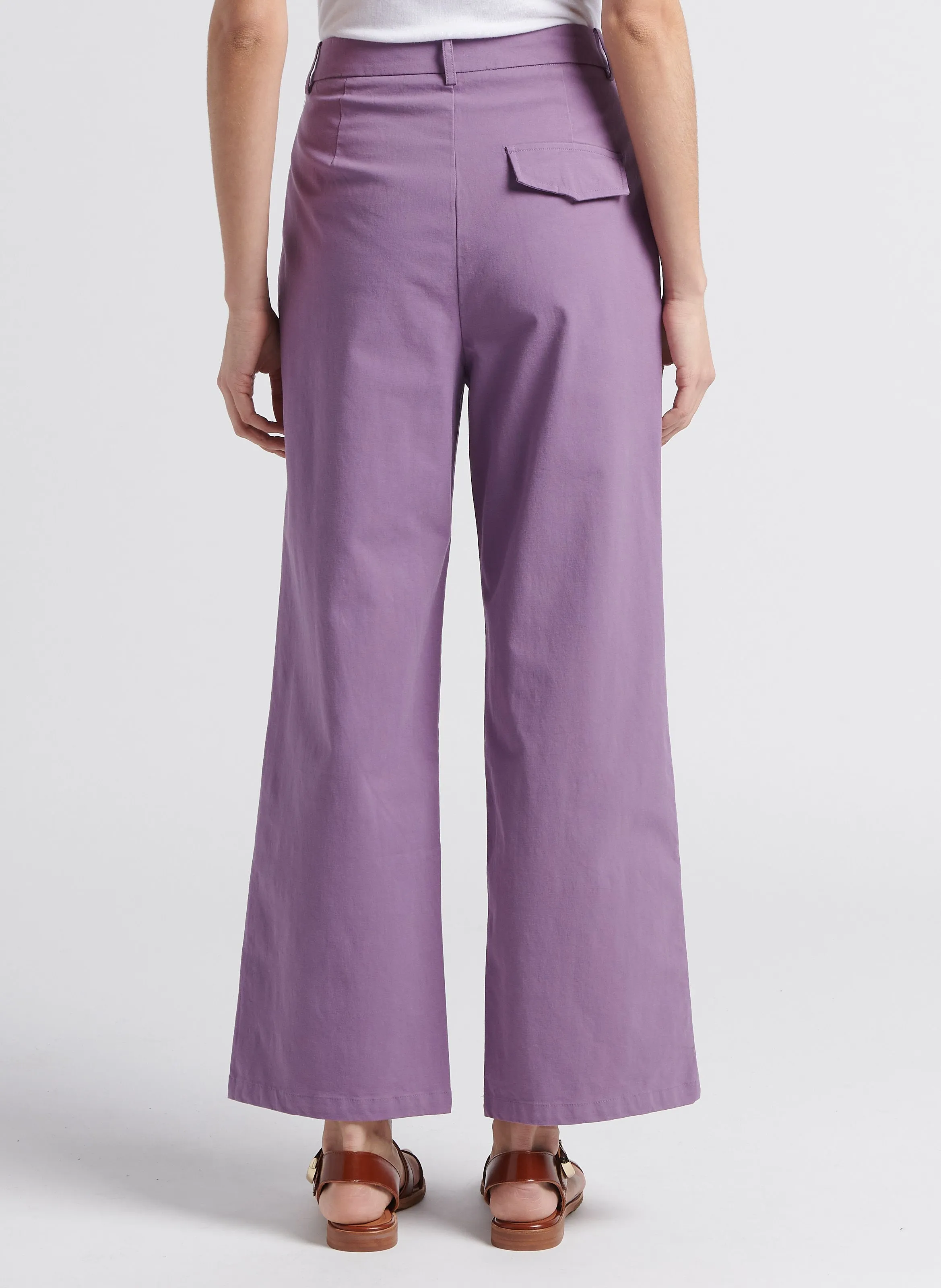 Pantalón recto de mezcla de algodón en violeta