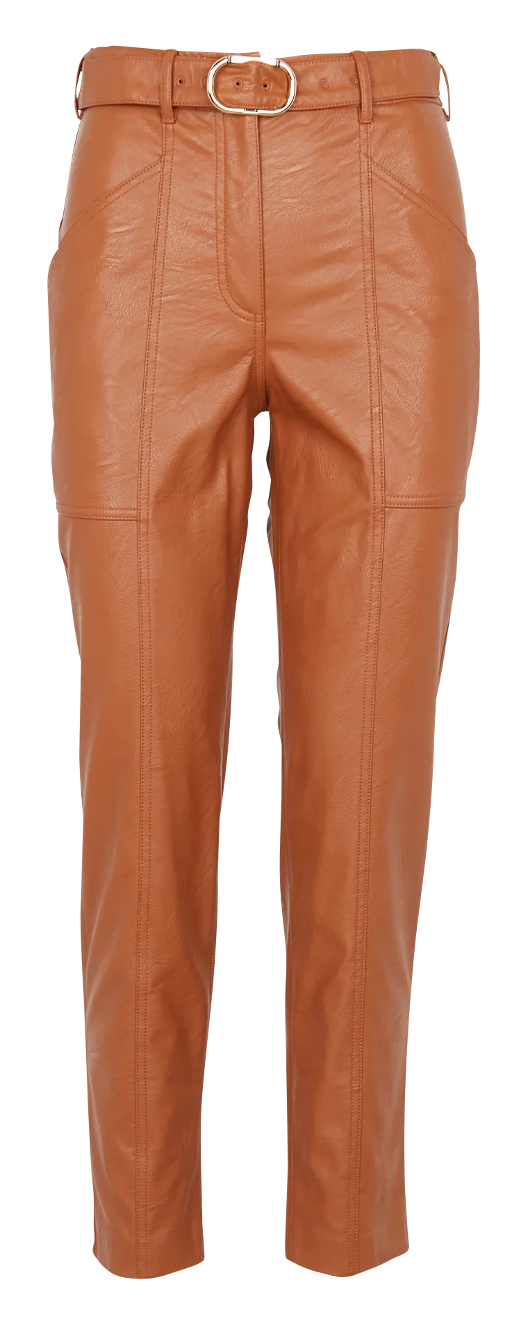 Pantalón slim fit de talle alto en marron