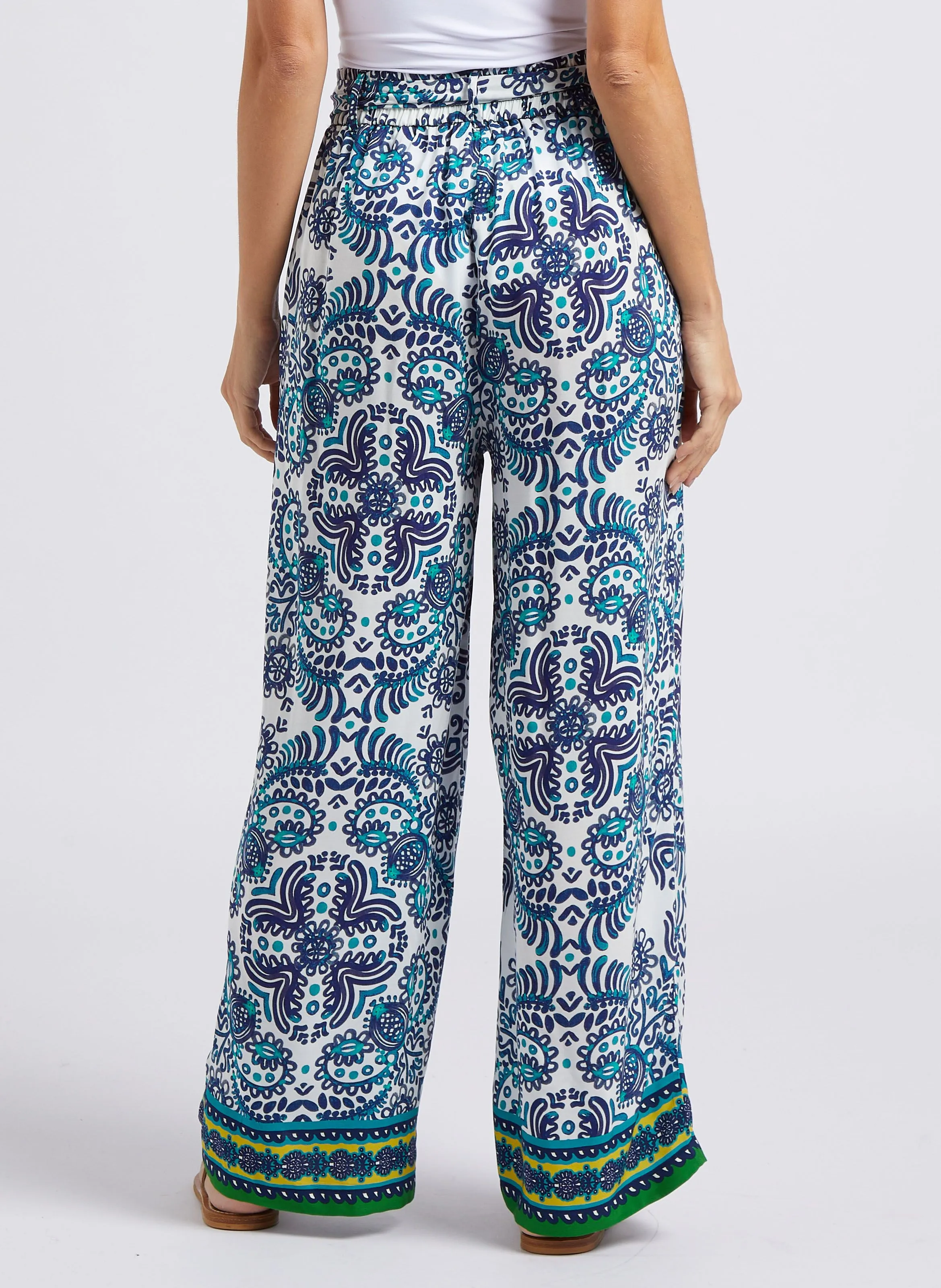 PEXACO - Pantalón ancho de talle alto estampado en azul