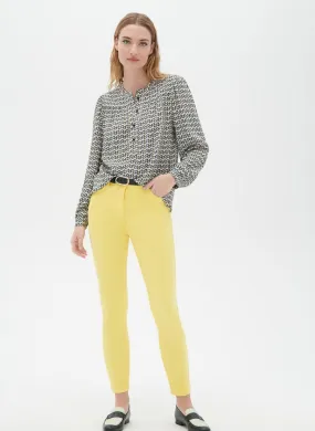 PTONIO - Pantalón slim de mezcla de algodón en amarillo