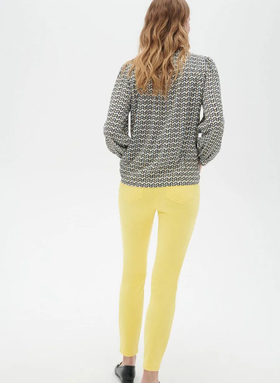 PTONIO - Pantalón slim de mezcla de algodón en amarillo