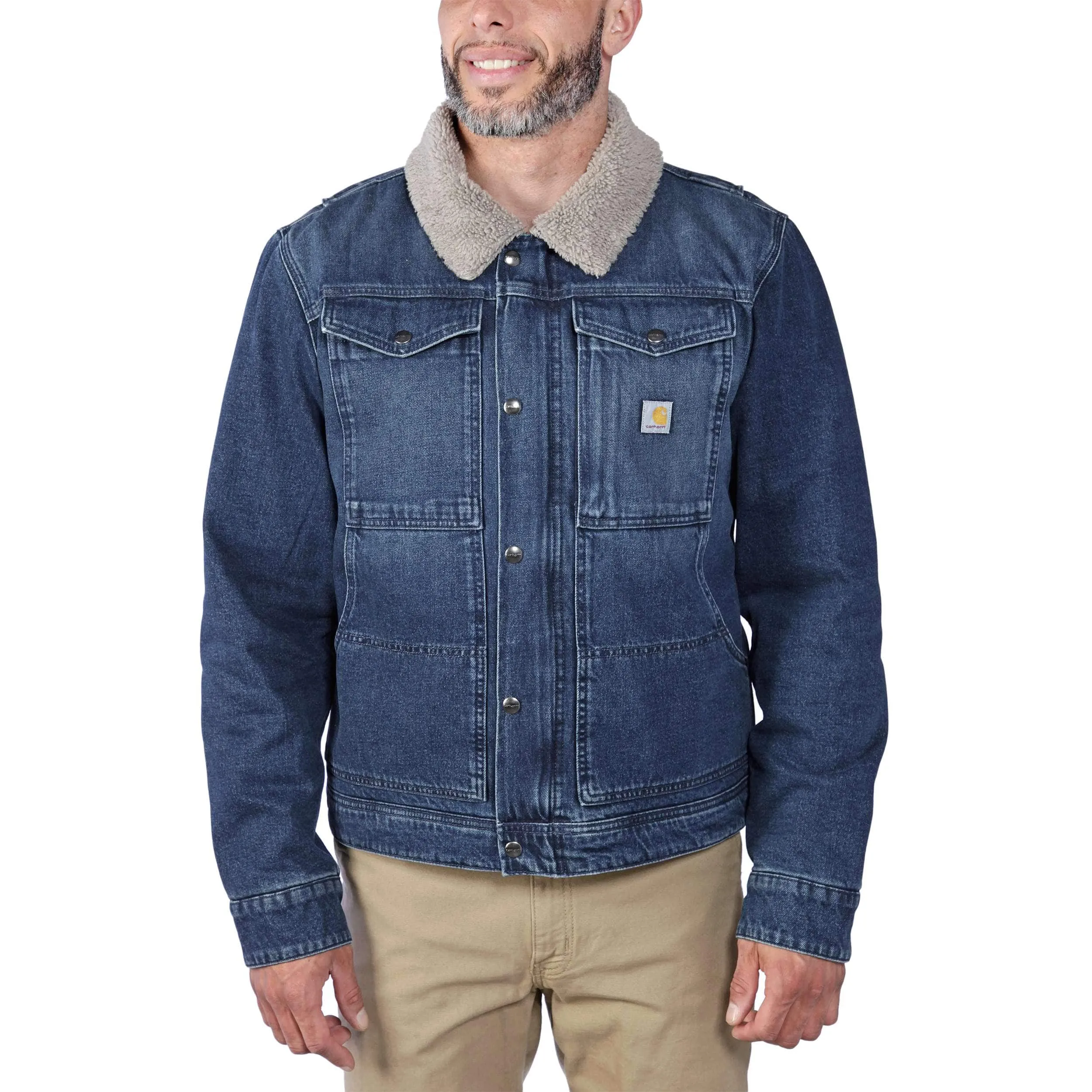 Relaxed Fit Denim Sherpa-Lined Jacket