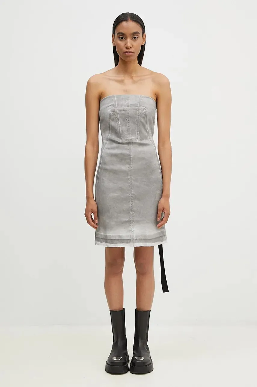 Rick Owens Splintered Denim Bustier Mini Dress