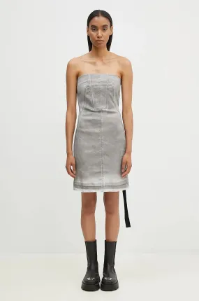 Rick Owens Splintered Denim Bustier Mini Dress