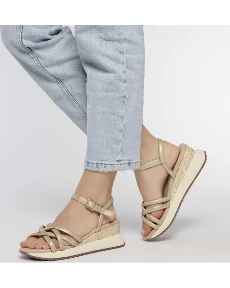 Sandalias GIOSEPPO  de Mujer 71060 SANDALIAS OFF-WHITE CON CUNA Y TIRAS TUBULARES PARA MU  ORO