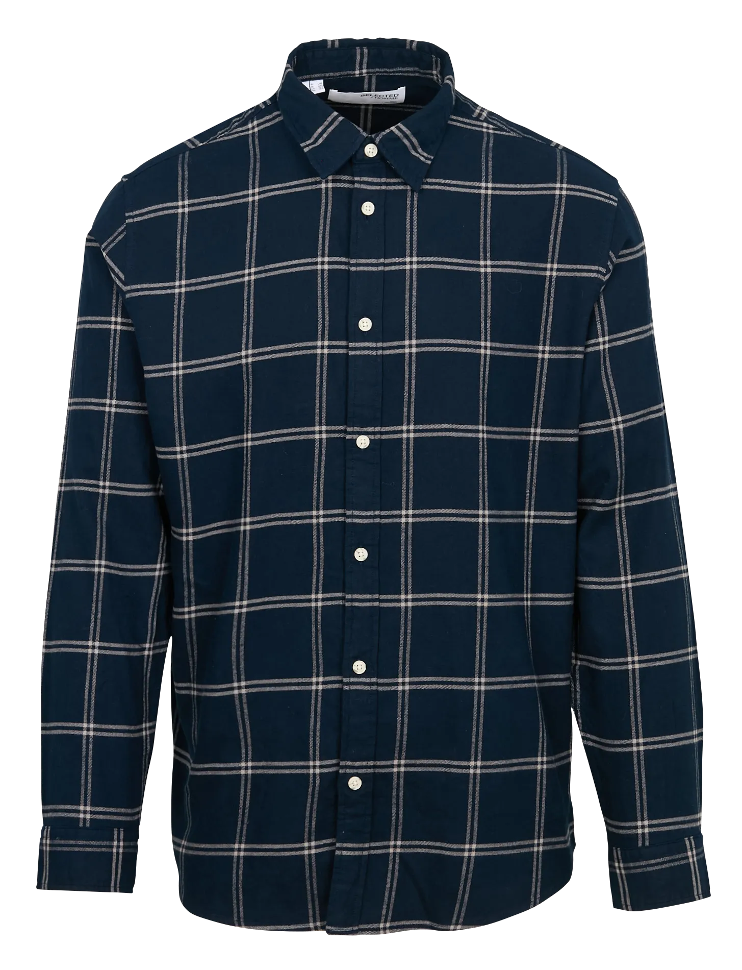 SELECTED Camisa regular fit de algodón con cuello clásico en azul