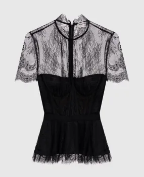 Simkhai Kehlani Black Lace Bustier Top