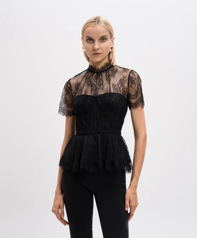 Simkhai Kehlani Black Lace Bustier Top