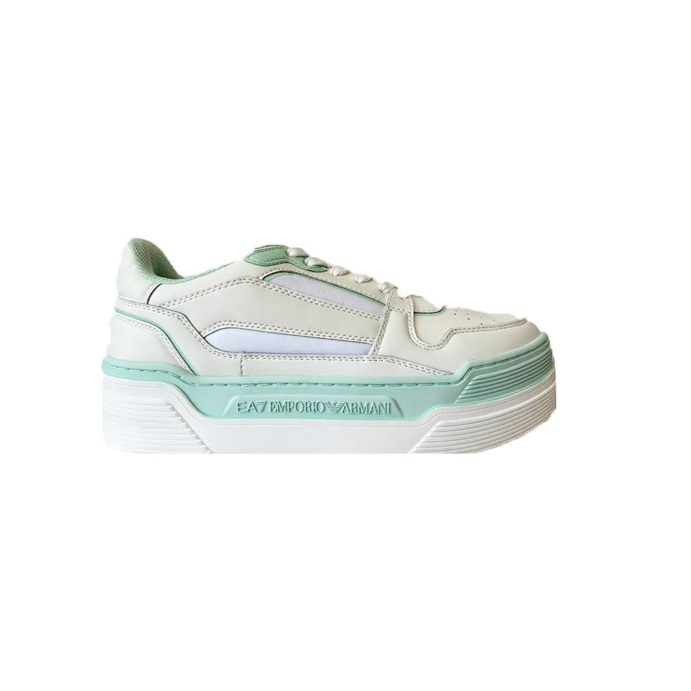 Sneakers de Piel EA7 Emporio Armani X7X010 XK334 T543 Color Blanco y Menta