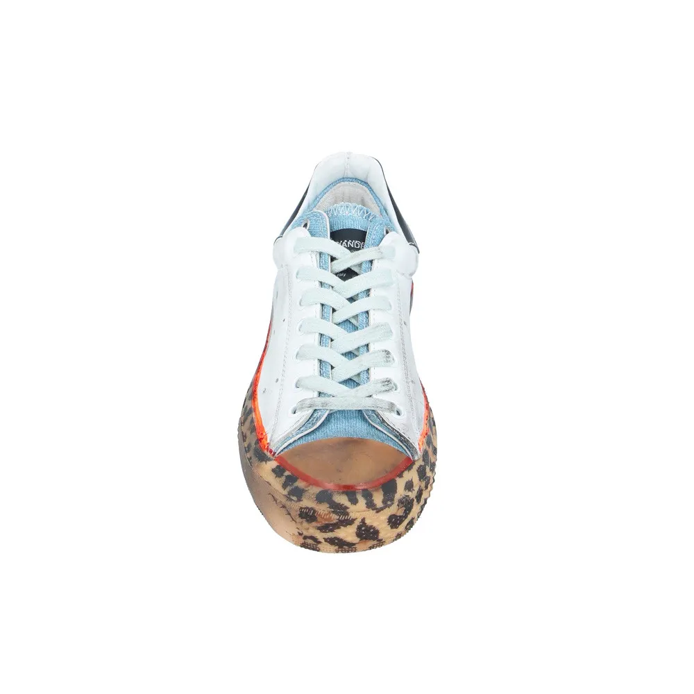 Sneakers de Piel Hidnander STARLESS LOW 024 Color Blanco y Leopardo