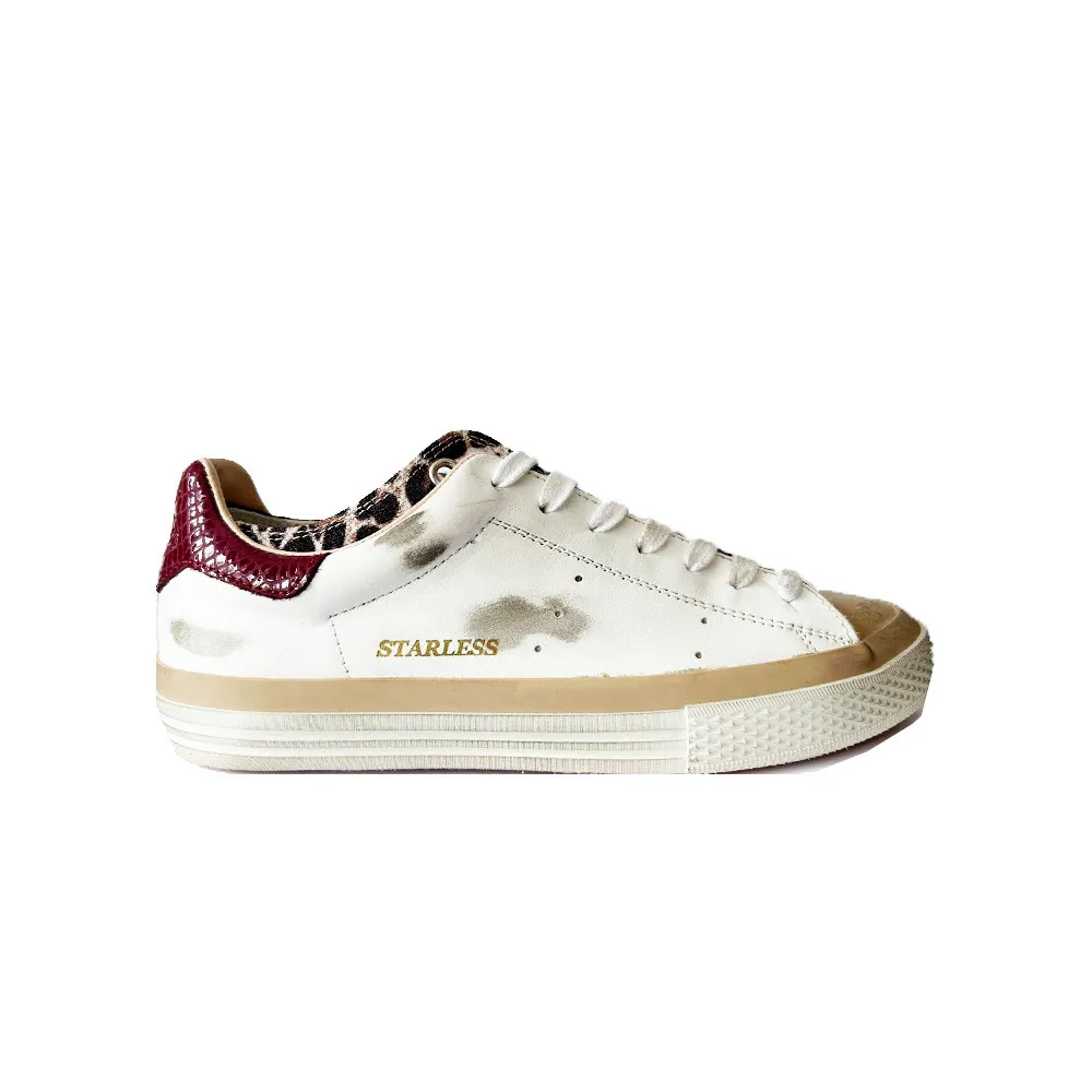 Sneakers de Piel Hidnander STARLESS LOW 046 Color Blanco y Macula