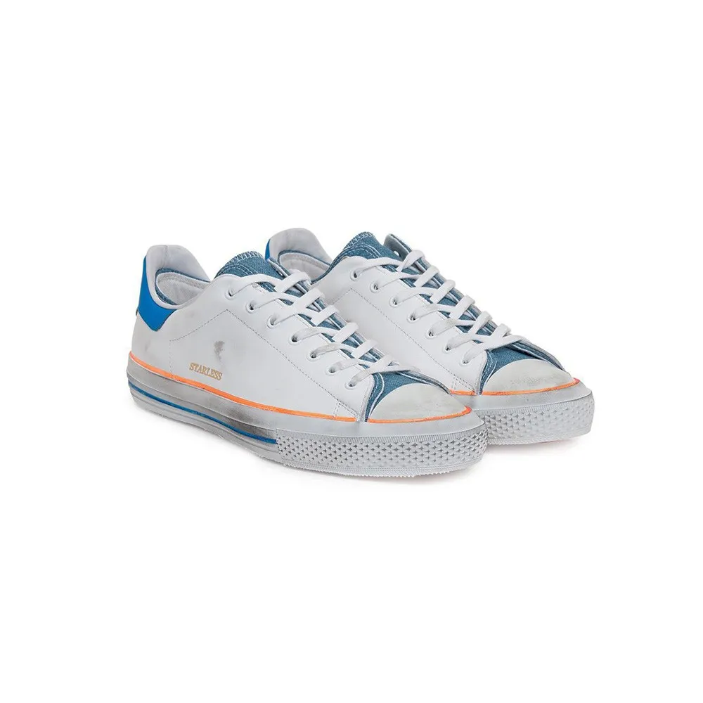 Sneakers de Piel Hidnander STARLESS LOW Color Blanco y Denim