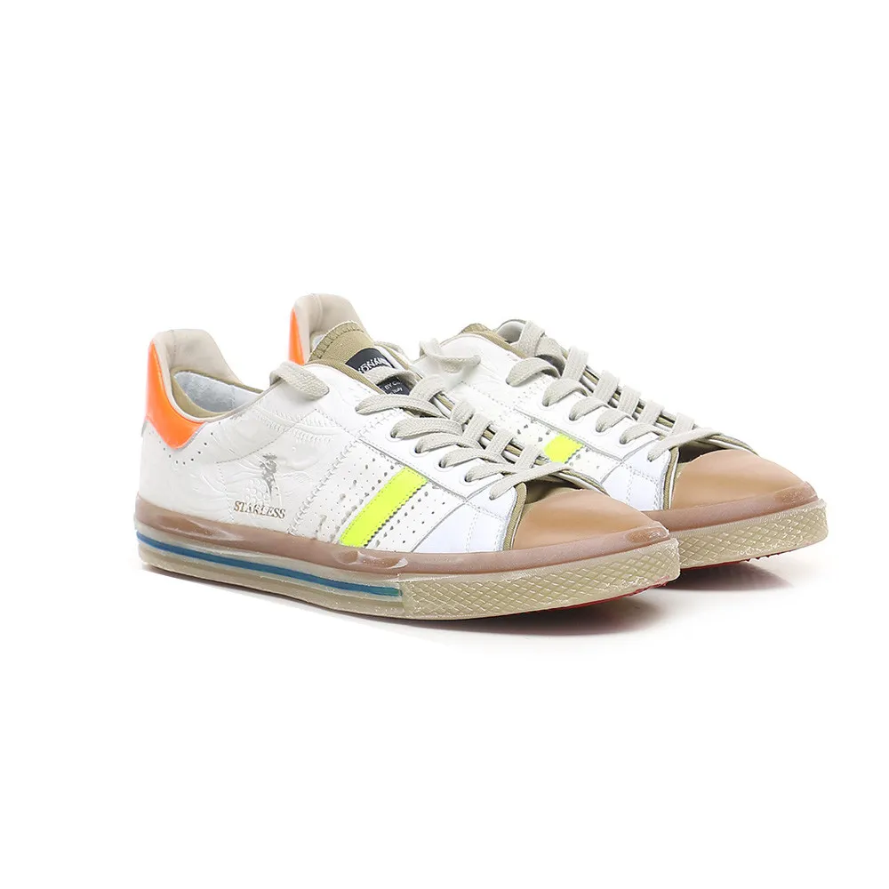 Sneakers de Piel Hidnander STARLESS LOW GEMU Color Blanco y Fluor