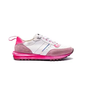 Sneakers de Piel Hidnander Tenkei Track Edition 020 Color Blanco y Fucsia