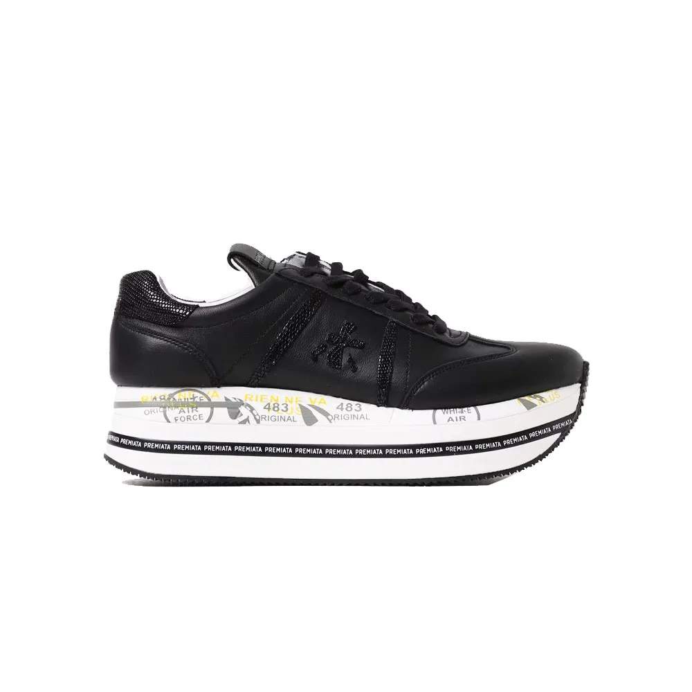 Sneakers de Piel Premiata BETH 7107 Color Negro