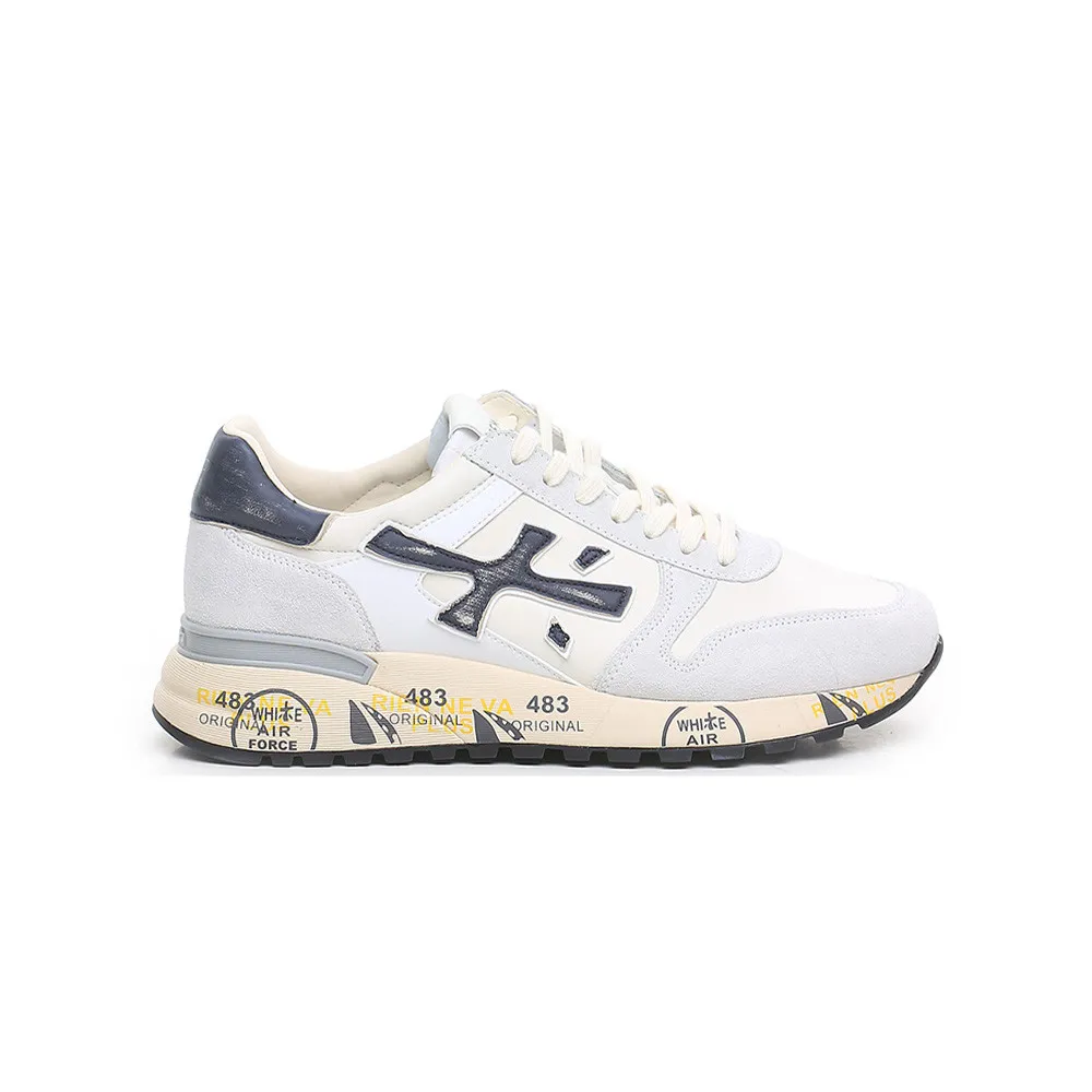 Sneakers de Piel Premiata Mick 6873 Color Blanco y Marino